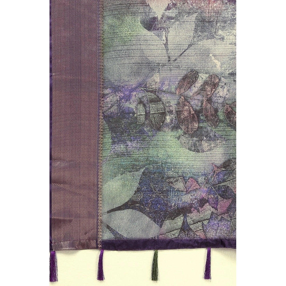 Printed Saree With Unstitched Blouse 5.5Mtr (Multicolor)