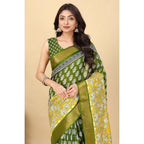 Printed Saree With Unstitched Blouse 5.5Mtr (Mehandi)