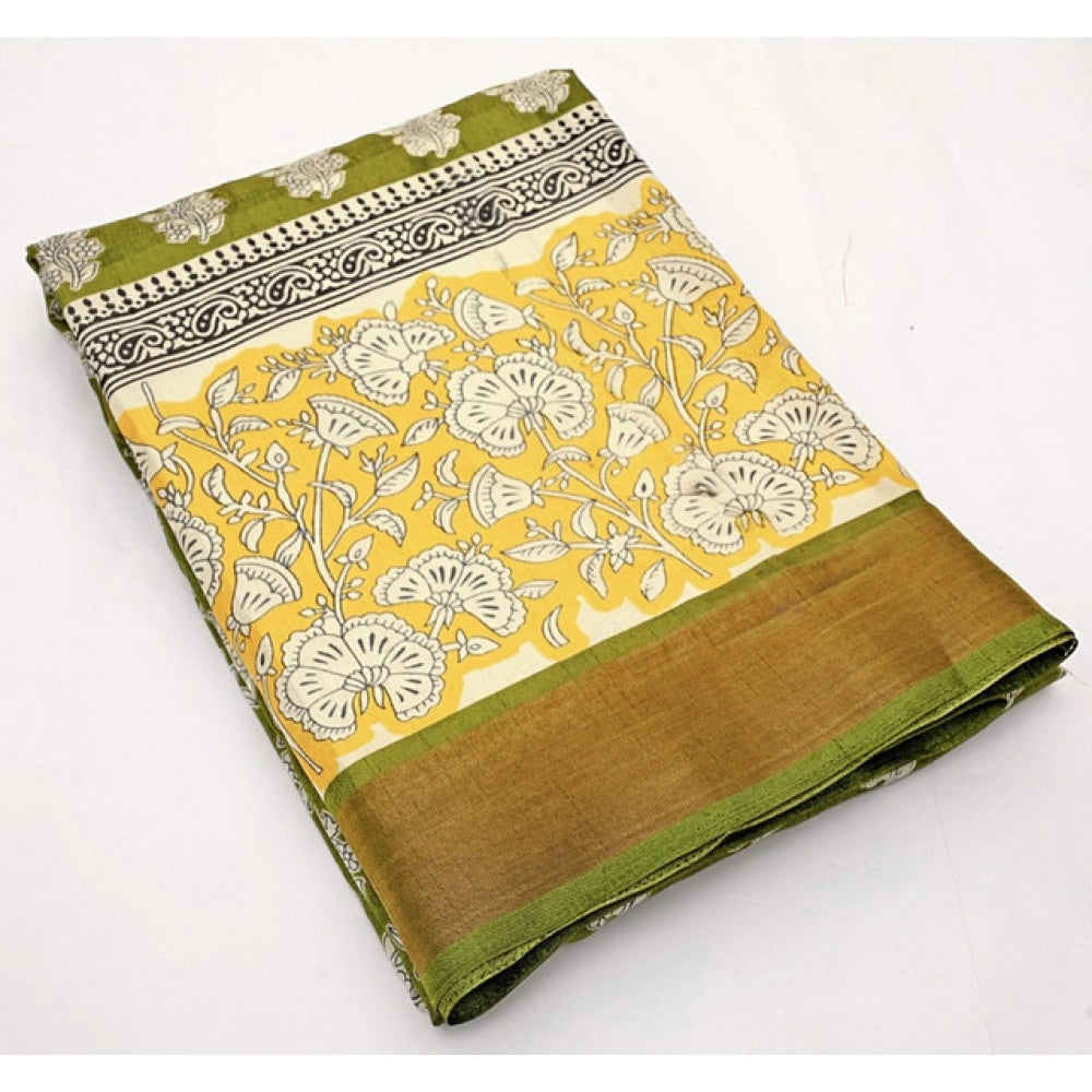 Printed Saree With Unstitched Blouse 5.5Mtr (Mehandi)