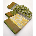 Printed Saree With Unstitched Blouse 5.5Mtr (Mehandi)