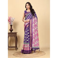 Printed Saree With Unstitched Blouse 5.5Mtr (Purple)