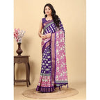 Printed Saree With Unstitched Blouse 5.5Mtr (Purple)