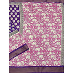 Printed Saree With Unstitched Blouse 5.5Mtr (Purple)