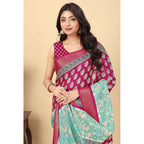 Printed Saree With Unstitched Blouse 5.5Mtr (Multicolor)