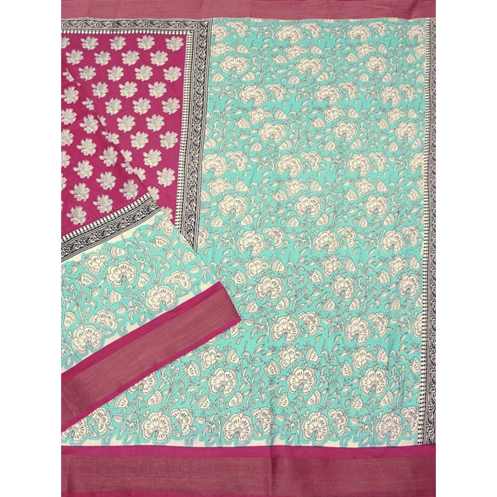 Printed Saree With Unstitched Blouse 5.5Mtr (Multicolor)