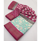 Printed Saree With Unstitched Blouse 5.5Mtr (Multicolor)