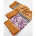 Printed Saree With Unstitched Blouse 5.5Mtr (Yellow)