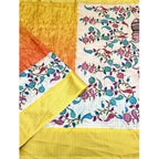 Floral Printed Saree With Unstitched Blouse 5.5Mtr (Lemon Yellow)
