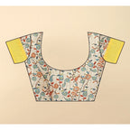 Floral Printed Saree With Unstitched Blouse 5.5Mtr (Lemon Yellow)