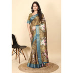Floral Printed Saree With Unstitched Blouse 5.5Mtr (Multicolor)