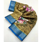 Floral Printed Saree With Unstitched Blouse 5.5Mtr (Multicolor)