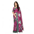 Floral Printed Saree With Unstitched Blouse 5.5Mtr (Multicolor)