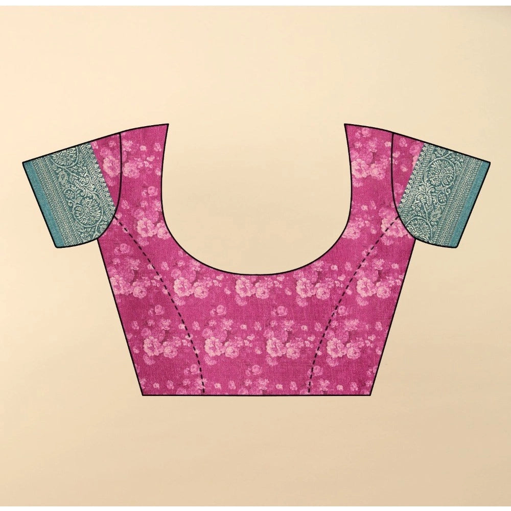 Floral Printed Saree With Unstitched Blouse 5.5Mtr (Multicolor)
