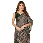 Printed Saree With Unstitched Blouse 5.5Mtr (Black)