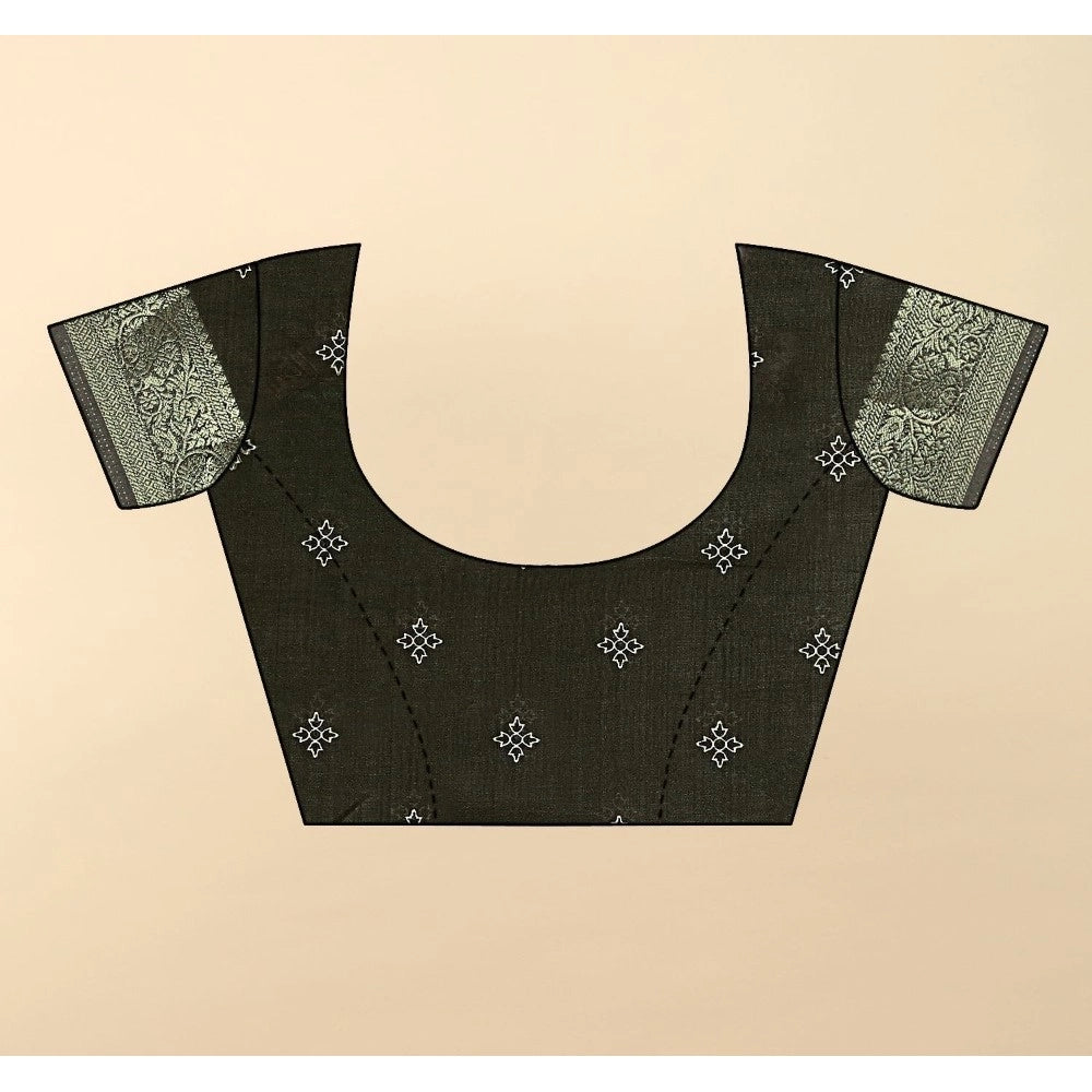 Printed Saree With Unstitched Blouse 5.5Mtr (Black)