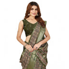 Printed Saree With Unstitched Blouse 5.5Mtr (Green)