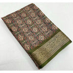 Printed Saree With Unstitched Blouse 5.5Mtr (Green)