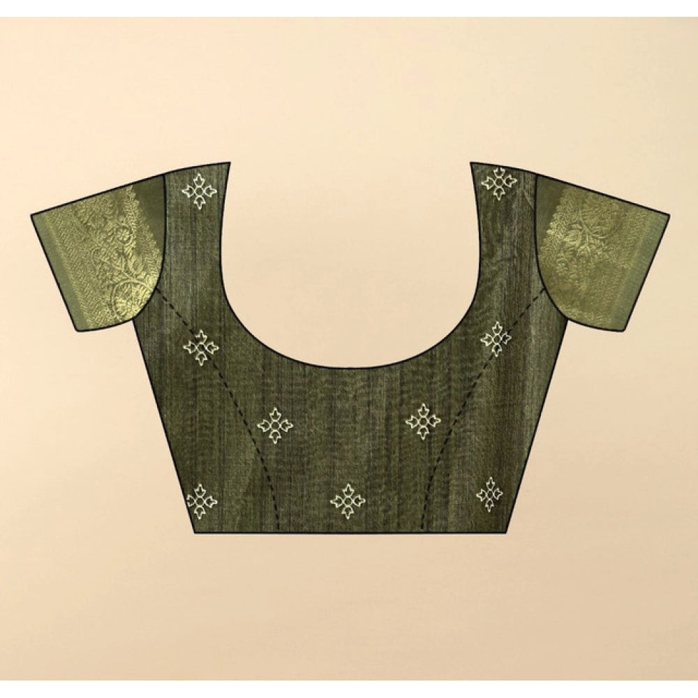 Printed Saree With Unstitched Blouse 5.5Mtr (Green)