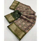Printed Saree With Unstitched Blouse 5.5Mtr (Green)