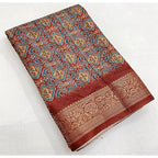 Printed Saree With Unstitched Blouse 5.5Mtr (Multicolor)