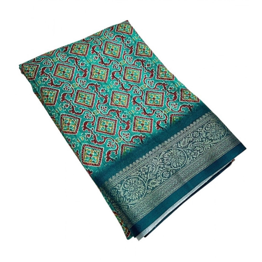 Printed Saree With Unstitched Blouse 5.5Mtr (Rama)