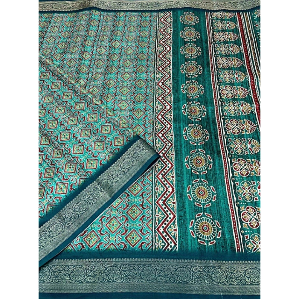 Printed Saree With Unstitched Blouse 5.5Mtr (Rama)
