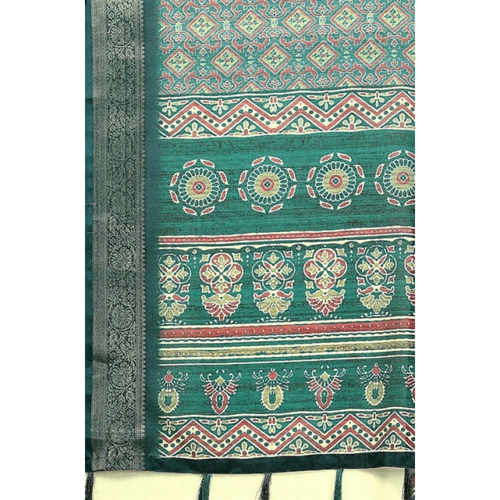 Printed Saree With Unstitched Blouse 5.5Mtr (Rama)