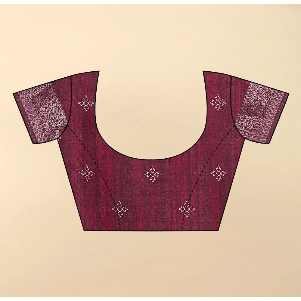 Printed Saree With Unstitched Blouse 5.5Mtr (Wine)