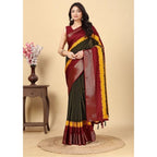 Solid Saree With Unstitched Blouse 5.5Mtr (Multicolor)