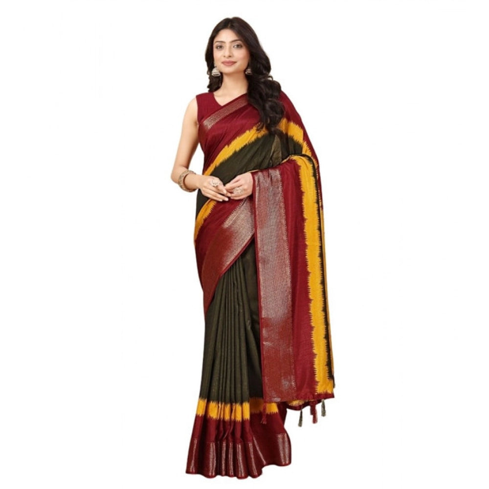 Solid Saree With Unstitched Blouse 5.5Mtr (Multicolor)