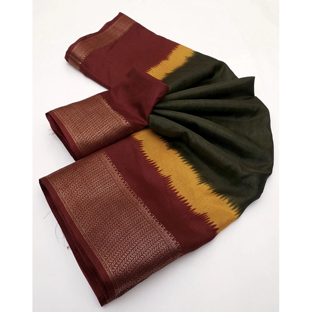 Solid Saree With Unstitched Blouse 5.5Mtr (Multicolor)