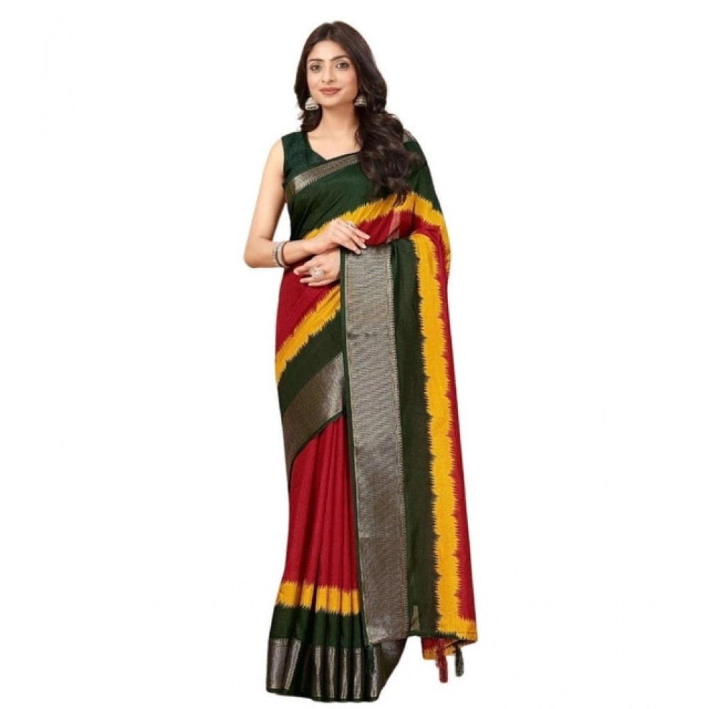 Solid Saree With Unstitched Blouse 5.5Mtr (Multicolor)