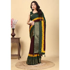 Solid Saree With Unstitched Blouse 5.5Mtr (Multicolor)