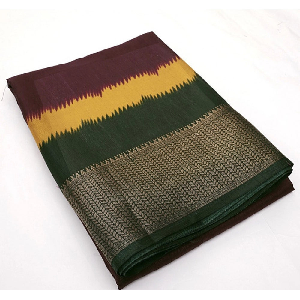 Solid Saree With Unstitched Blouse 5.5Mtr (Multicolor)