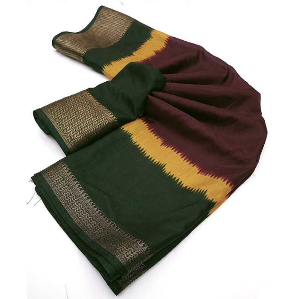 Solid Saree With Unstitched Blouse 5.5Mtr (Multicolor)