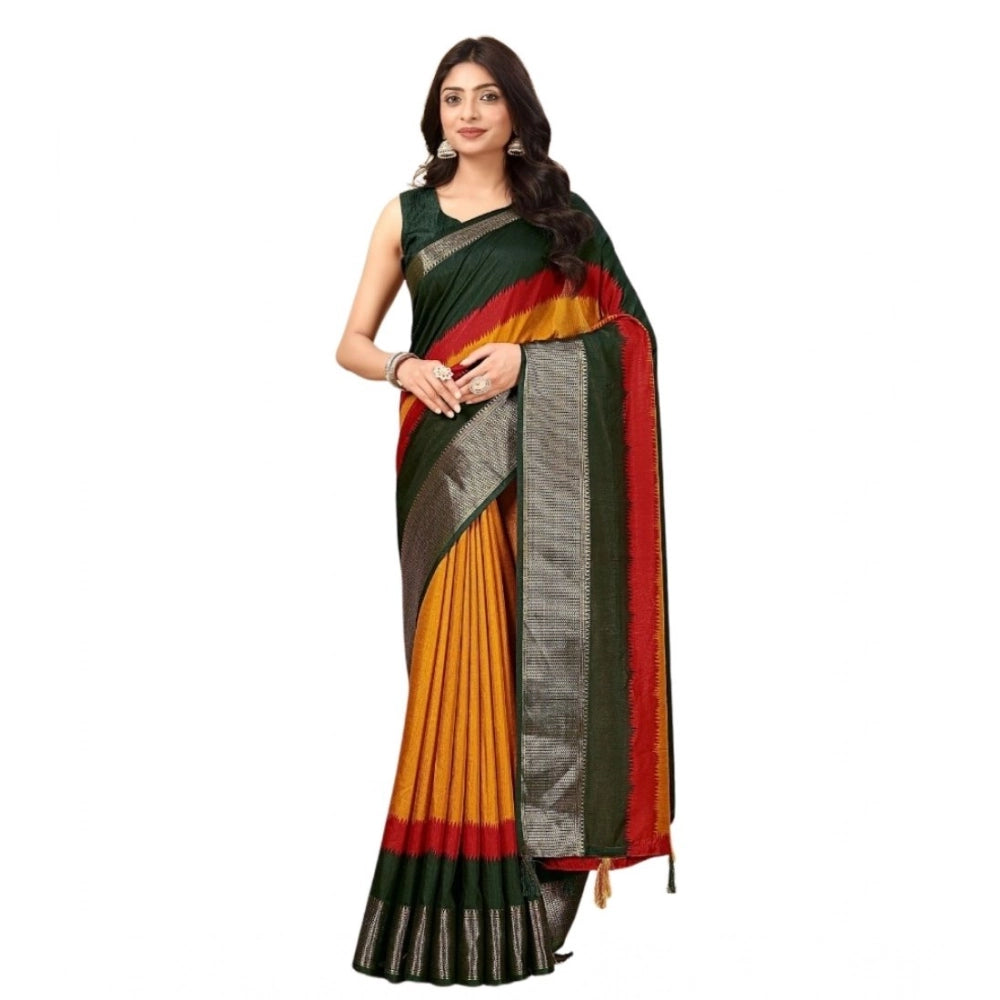 Solid Saree With Unstitched Blouse 5.5Mtr (Multicolor)