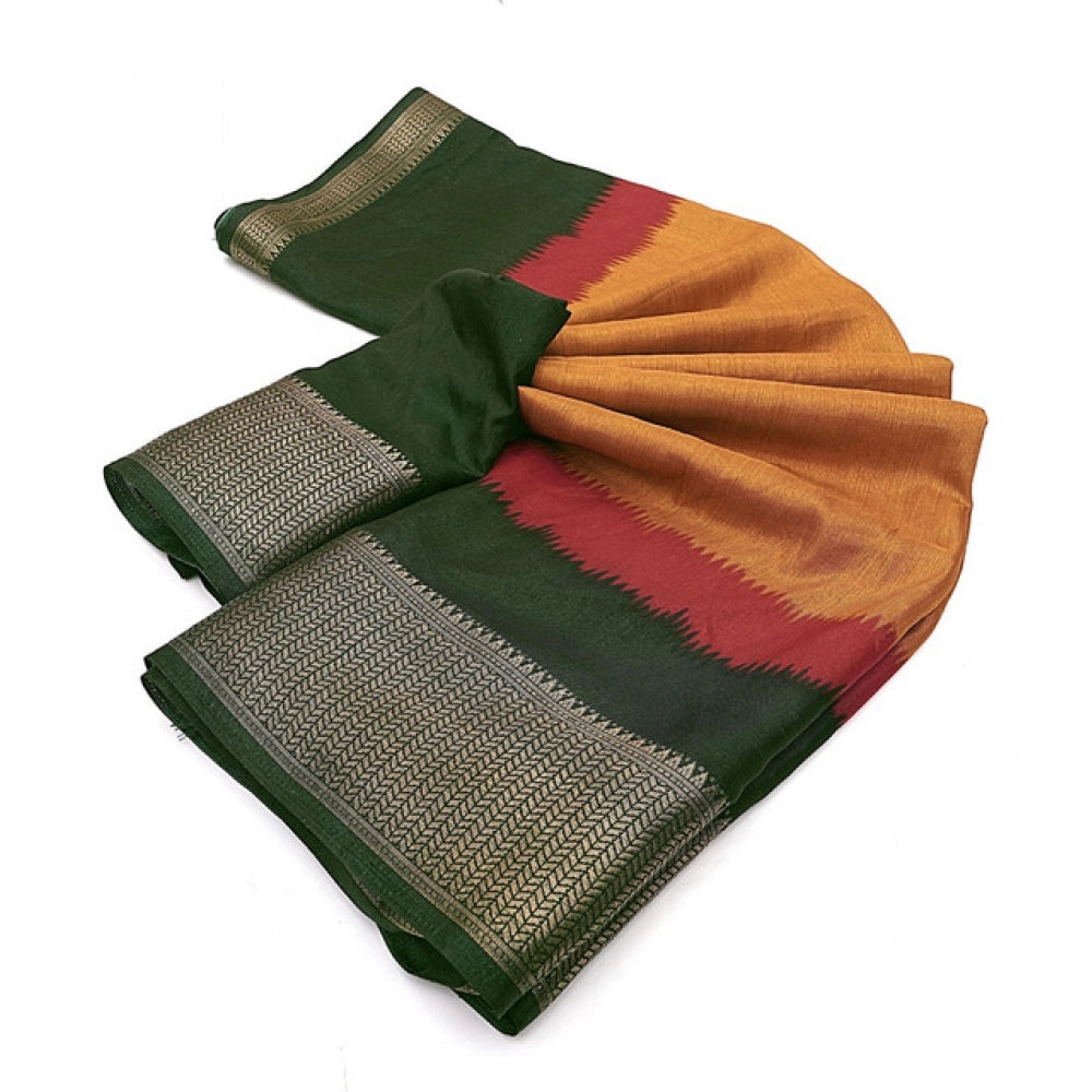 Solid Saree With Unstitched Blouse 5.5Mtr (Multicolor)