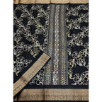 Floral Printed Saree With Unstitched Blouse 5.5Mtr (Black)