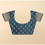 Floral Printed Saree With Unstitched Blouse 5.5Mtr (Blue)