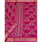 Floral Printed Saree With Unstitched Blouse 5.5Mtr (Pink)