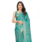 Floral Printed Saree With Unstitched Blouse 5.5Mtr (Rama)