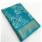 Floral Printed Saree With Unstitched Blouse 5.5Mtr (Rama)