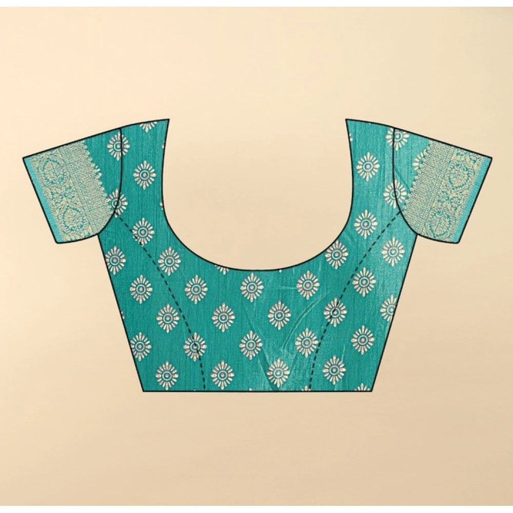 Floral Printed Saree With Unstitched Blouse 5.5Mtr (Rama)