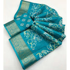 Floral Printed Saree With Unstitched Blouse 5.5Mtr (Rama)