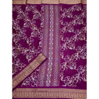 Floral Printed Saree With Unstitched Blouse 5.5Mtr (Wine)