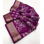 Floral Printed Saree With Unstitched Blouse 5.5Mtr (Wine)