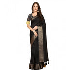 Checkered Saree With Unstitched Blouse 5.5Mtr (Black)