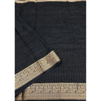 Checkered Saree With Unstitched Blouse 5.5Mtr (Black)