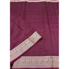 Checkered Saree With Unstitched Blouse 5.5Mtr (Maroon)