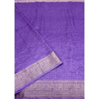 Checkered Saree With Unstitched Blouse 5.5Mtr (Purple)